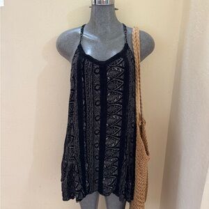 Hollister Black Tank with Ivory Paisley Print